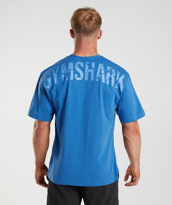 T Shirts Gymshark Power Hombre Azules | CO 3254RVD